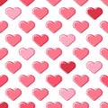 Red love heart seamless pattern illustration. Cute romantic pink hearts background print. Valentines day holiday Royalty Free Stock Photo