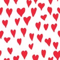 Red love hearts seamless pattern. Valentine`s day ornamental bac Royalty Free Stock Photo