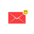 Red love letter icon with emoji