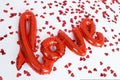 Red love letters background valentine day gift balloon gel air Royalty Free Stock Photo