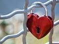 Red love lock in form of a heart Royalty Free Stock Photo