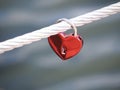 Red love lock in form of a heart Royalty Free Stock Photo