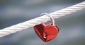 Red love lock in form of a heart Royalty Free Stock Photo