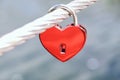 Red love lock in form of a heart Royalty Free Stock Photo