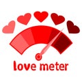 Red love meter vector. Love meter. Valentines Day card, love indicator with hearts and love gauge. Analog attraction and passion Royalty Free Stock Photo