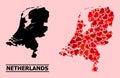 Red Love Mosaic Map of Netherlands