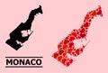 Red Love Pattern Map of Monaco