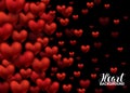 Red Love Romantic Hearts on Abstract Love Background.