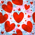 Red love shape seamless pattern