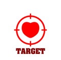 Red love target icons on white. Royalty Free Stock Photo