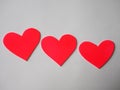 Three Red LOVE Valentine symbol heart background Royalty Free Stock Photo