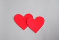 Two Red LOVE Valentine symbol heart on white background Royalty Free Stock Photo