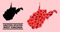 Red Lovely Pattern Map of West Virginia State Royalty Free Stock Photo