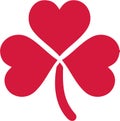 Red lovely shamrock of three hearts