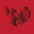 Red low-poly heart background love passion