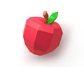 Red lowpoly 3d apple. Detailed 3d Illustration Isolated On White background