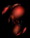Red luminous glowworms dancing in black darkness. Royalty Free Stock Photo
