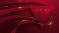 Red luxury background with triangle frame element and gold ribbon decoration and glitter light effect Royalty Free Stock Photo