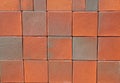 Red Luxury Vintage Ceramic Clinker Pavers. Floor pavers in a path, detail of a pavement to walk, textured background