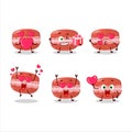 Red macaron cartoon character with love cute emoticon