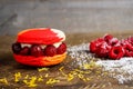 Red macaron closeup Royalty Free Stock Photo