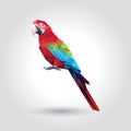 Red Macaw with green and blue wings low polygon isolated on white background Royalty Free Stock Photo