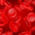 Red macro blood cells realistic vector illustration.