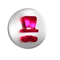 Red Magician icon isolated on transparent background. Silver circle button.