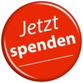 red magnet with text donate now (in german