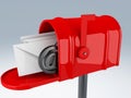 Red mail box with heap of letters Royalty Free Stock Photo