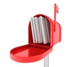 Red mail box with heap of letters Royalty Free Stock Photo