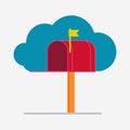Red mail box icon, mail on cloud concept, vector, illustration Royalty Free Stock Photo