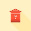 Red mail box post illustration isolated with long shadow Royalty Free Stock Photo