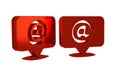 Red Mail and e-mail on speech bubble icon isolated on transparent background. Envelope symbol e-mail. Email message sign Royalty Free Stock Photo