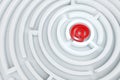 Red mail icon in the center of the maze. Royalty Free Stock Photo