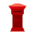 Red mailbox for correspondence. Retro post box for paper letters flat vector illustration Royalty Free Stock Photo