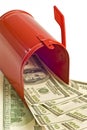 Red Mailbox Full of Money Royalty Free Stock Photo