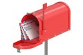 Red mailbox with letters Royalty Free Stock Photo