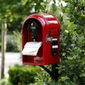 Red Mailbox Overflowing with Envelopes Royalty Free Stock Photo