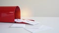 Red mailbox overflowing with letters, symbolizing communication and connection Royalty Free Stock Photo