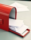 Red mailbox overflowing with white envelopes, symbolizing communication and connection Royalty Free Stock Photo