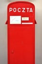 A red mailbox from the Polish postal service Poczta