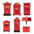 Red mail box set of public and private address postboxes Royalty Free Stock Photo