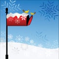 Red Mailbox snow and birds Royalty Free Stock Photo