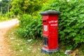 Red mailbox on the street of Sri Lanka