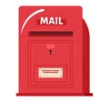 Red mailbox vector illustration on a simple background. Cartoon style postal box for mail delivery concept Royalty Free Stock Photo