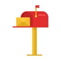 Red mailbox with yelow envelope. Vector Royalty Free Stock Photo