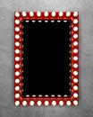 Red makeup mirror on the concrete wall Royalty Free Stock Photo