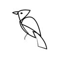 Red Cardinal bird logo. One continuous line drawing sparrow. Hand Drawn Blue Jay Linear illustration. Vector abstract Royalty Free Stock Photo