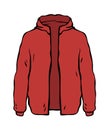 Red male sports jacket with a hood